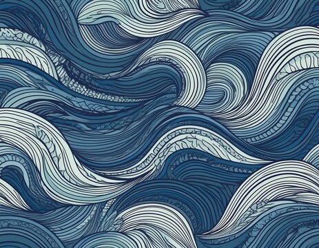 seamless pattern with doodle waves