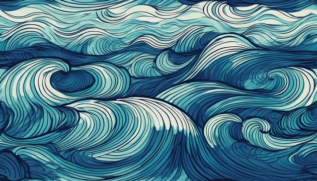 seamless pattern with hand drawn water ripples