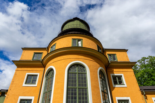 Stockholm Observatory building with round dome against sky