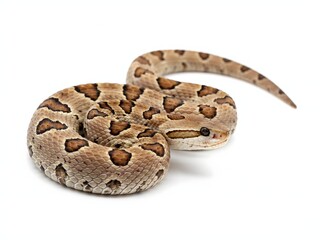 Fototapeta premium Close-up coiled ball python snake isolated on white background for pet or wildlife concept