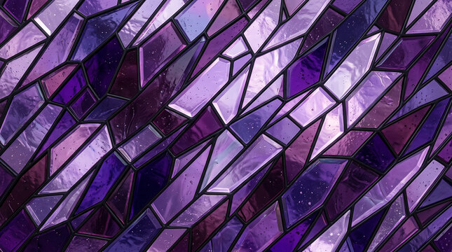 Abstract purple geometric glass pattern with sharp shapes and light reflections