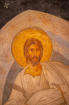 mural paintings and mosaics inside of an acient church
