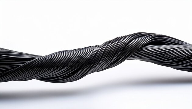 black wire electrical cable isolate on white background