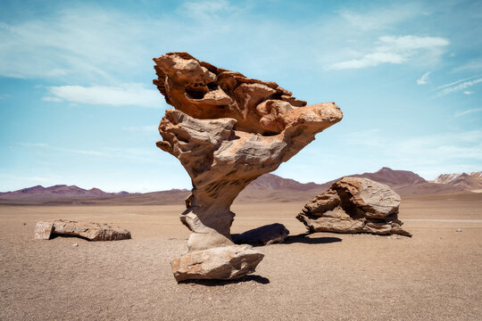 Arbol de Piedra rock formation in Bolivia 2024 landscape