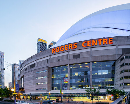 Toronto, ON, Canada - Jun 27, 2026: View of Rogers Centre, located in downtown Toronto, a Canadian multi‑purpose stadium and event venue that opened in 1989, and is home to the Toronto Blue Jays