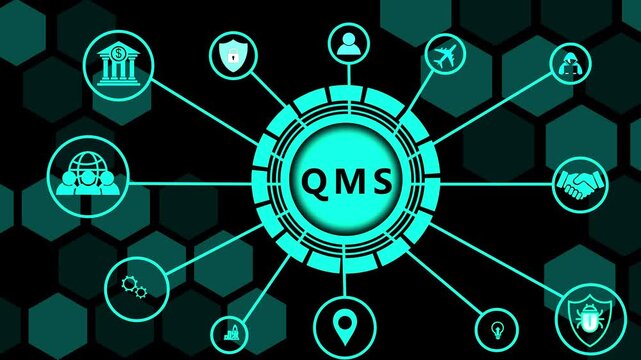 Quality management system business and industrial technology concept. QMS . Quality management system qms concept digital technology.transparent background 4k visuals