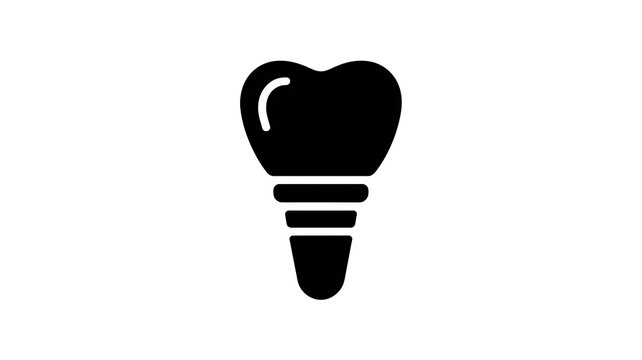 Black dental implant icon for clinic