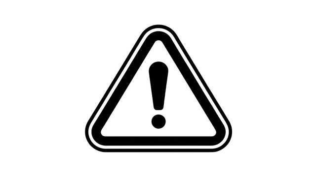 Black and white warning sign icon