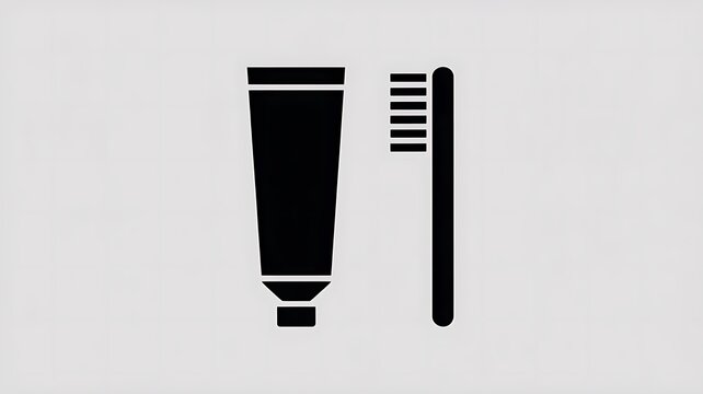 Black toothbrush and toothpaste tube icon