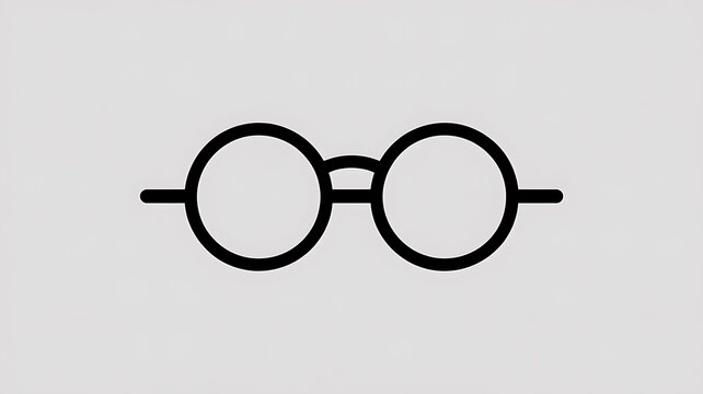 Black round glasses icon on light background