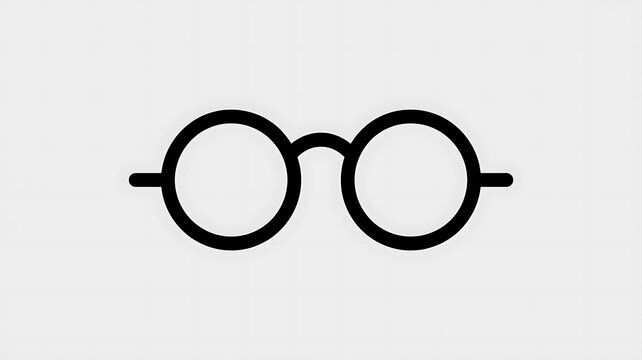 Black round glasses icon on light background