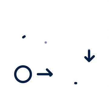 Flowchart animation with connected geometric shapes and directional arrows
