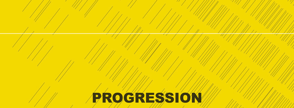 Abstract yellow background with diagonally striped pattern and the word 'PROGRESSION' at the bottom.