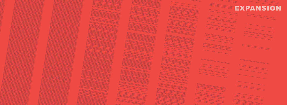 Red background with a diagonal striped pattern and the word 'EXPANSION' in the top right corner.