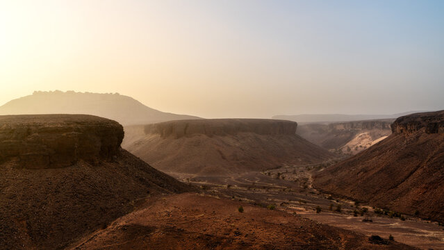 Richat Structure desert landscape in Mauritania during sunset 2025
