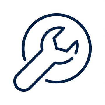 Wrench and Gear Icon Line Animation on White Background