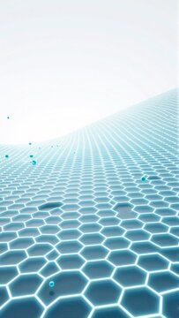 abstract digital art piece appears rendering futuristic landscape background gradient light blue white grid like pattern hexagonal shapes hexagons arranged way creates sense depth dimension side