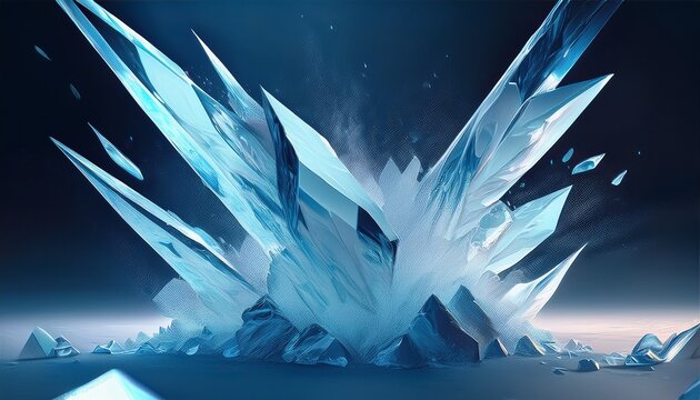super slow motion of exploding ice shards close up