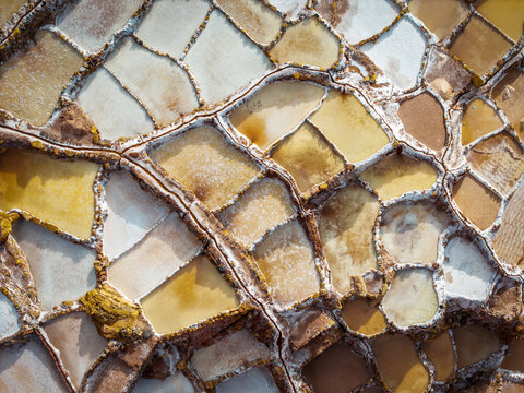 Aerial View of Maras Salt Mines in Peru 2025
