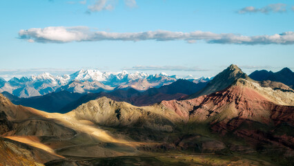 Fototapeta premium Palccoyo Rainbow Mountain landscape in Peru during 2025 exploration
