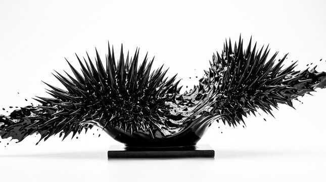 Abstract soundwave explosion in black ink on white background for audio visualizations