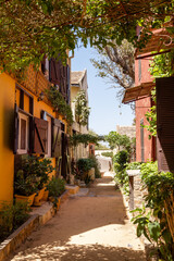 Fototapeta premium Charming colonial alleyway in Saint Louis, Senegal, 2025