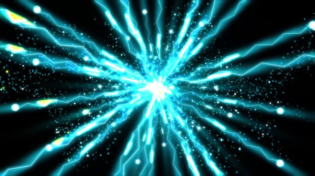 abstract electric stylized lighting bolts with shiny and glow flow. For music background or scifi theme videos