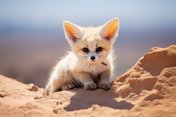 Naklejka premium Cute fennec fox wildlife animal mammal.