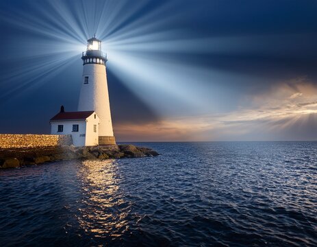 lighthouse with a beam of light