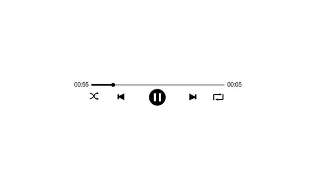 Digital music player interface with playback controls and a 60 second track duration 4K