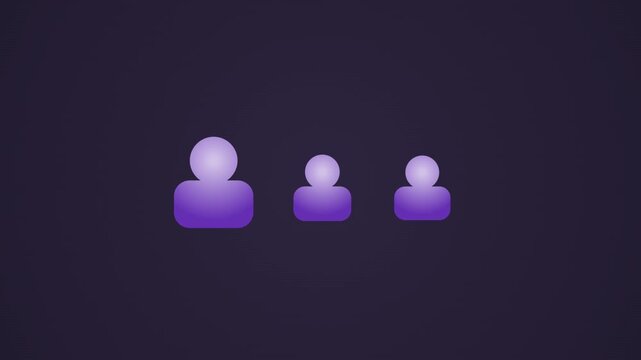 Purple gradient user icons on dark background, minimalist social media profile symbols, digital community and team member avatars