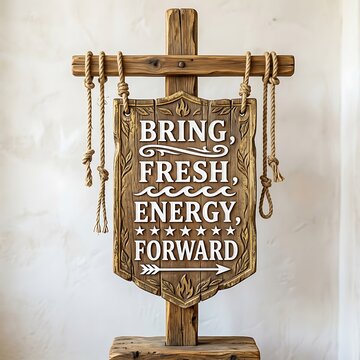 Bring Fresh Energy Forward Rustic Wood Sign Motivation Quote Art