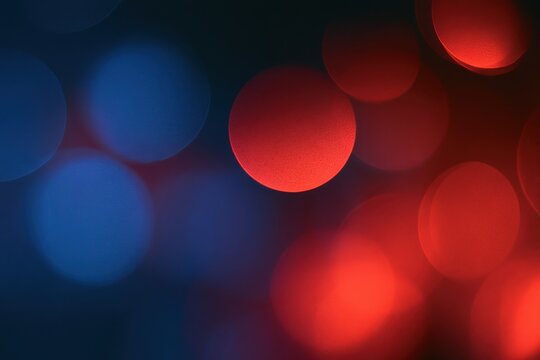 Cosmic glow of red and blue orbs: abstract urban light blur