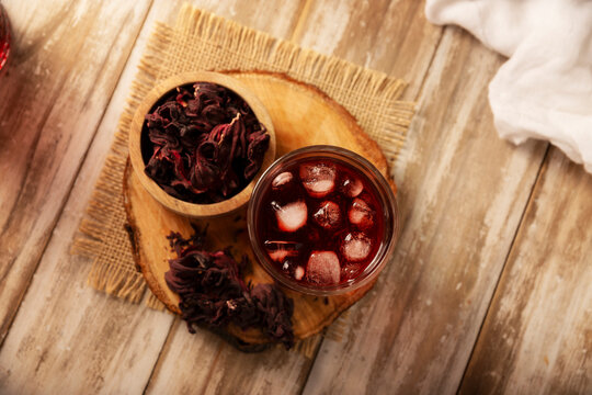 Hibiscus cooler. In Mexico, known as Agua de Jamaica, an infusion made from the hibiscus flower (Hibiscus sabdariffa), which is said to have multiple health benefits. It can be enjoyed hot or cold.