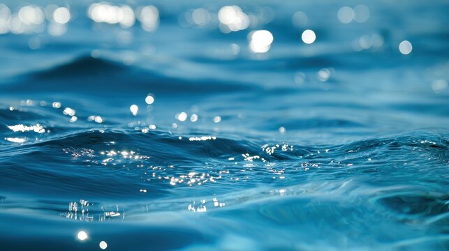Calm blue water background with gentle ripples and light reflections