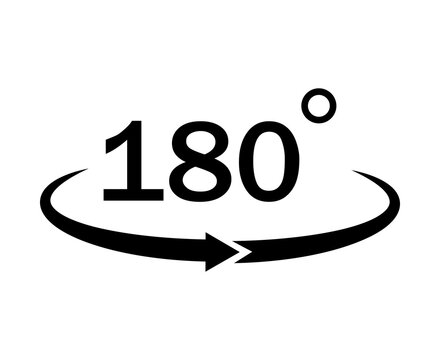 One hundred eighty degree rotation icon with a curved arrow sign