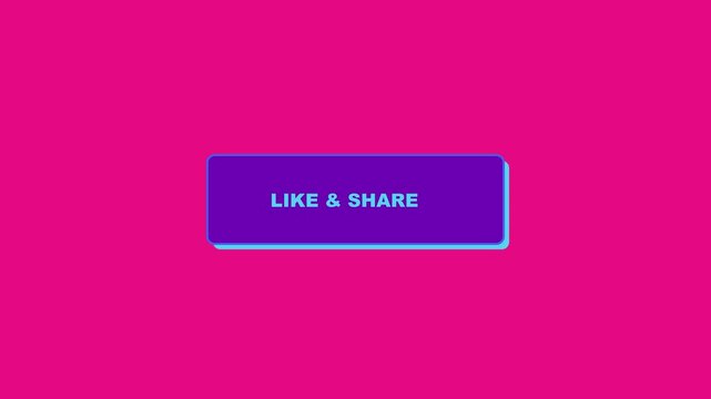 Like share button animation on vibrant pink 4k background, for social media, engagement