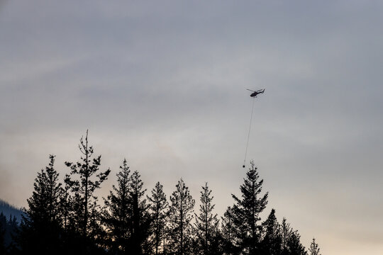 White Sky With Hazy Smoke From Wildfires Near Hope, BC Canada Minimalist Landscape Background