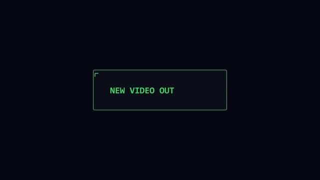 New out retro computer terminal text animation with green glowing monospaced font on dark 4k background