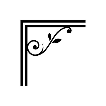 loral corner ornament scroll vine line art vector