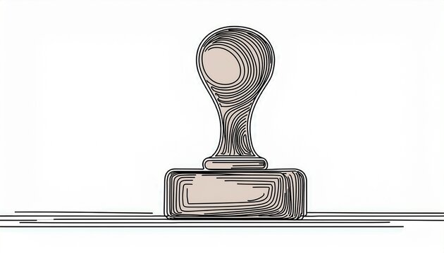 approval stamp pressing on continuous line background no editable strokes