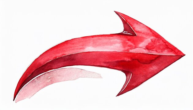 hand drawn watercolor arrow red on a white background