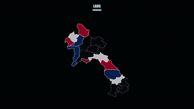 Laos Provinces Form National Outline on World Map
