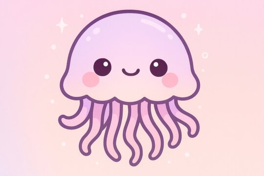 Cute jellyfish cartoon illustration.