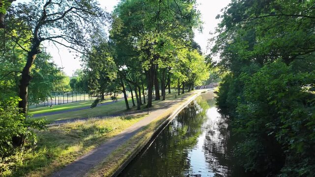 Caldon Canal running through Hanley Park Stoke-on-Trent outdoor in the summer