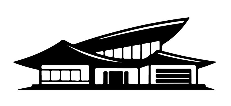 Modern house icon with slanted roof vector contemporary architecture silhouette