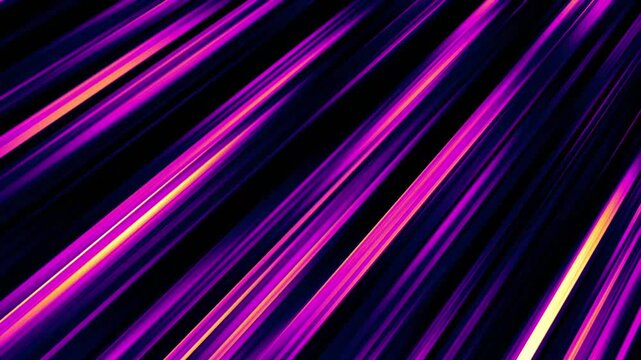 Purple and pink diagonal anime speedlines moving left on black background seamless loop