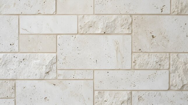 Travertine stone wall texture, cream limestone brick background, natural beige masonry surface, elegant architectural rock tile cladding.