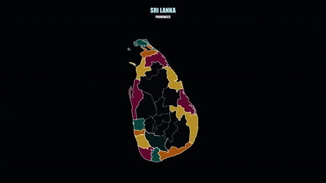 Animated Sri Lanka Map with Highlighted Provinces and Regional Boundaries