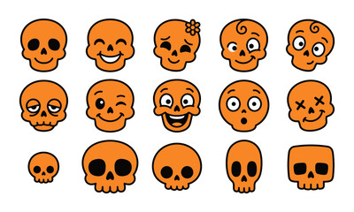 Naklejka premium A collection of various halloween bat icons and silhouettes in orange and black colors for holiday graphic design projects